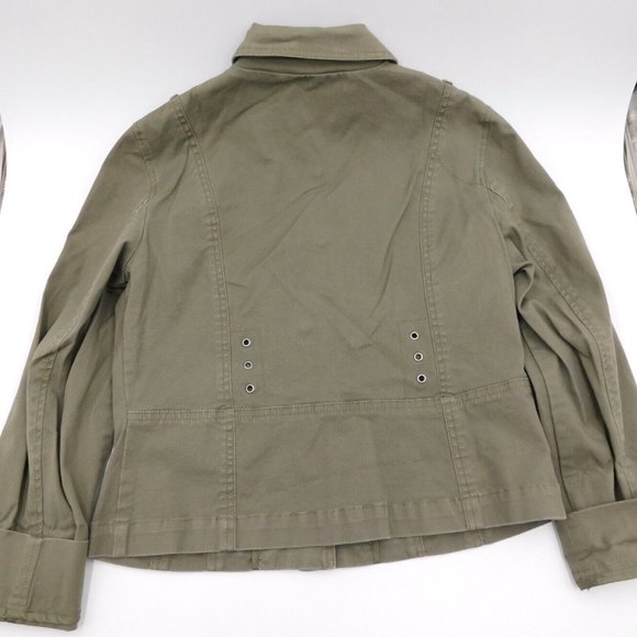 CITY UNLTD Olive Army Green Utility Denim Jacket 10 with crystals and sun - Picture 2 of 3